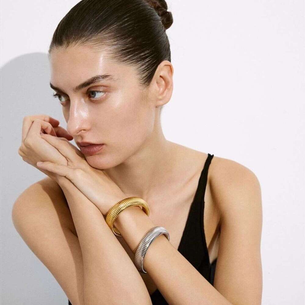 exaggerated antique style elastic snake chain layered wide version for womens new niche texture bracelet