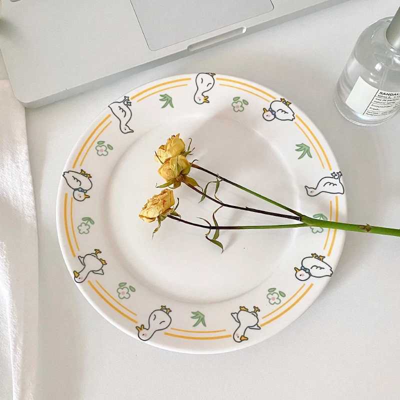 Luxury Cute Creative Porcelain Plate Korean Style Ins Cartoon Household Tableware Breakfast Toast Plates Ceramic Kitchen Supplies Y251129