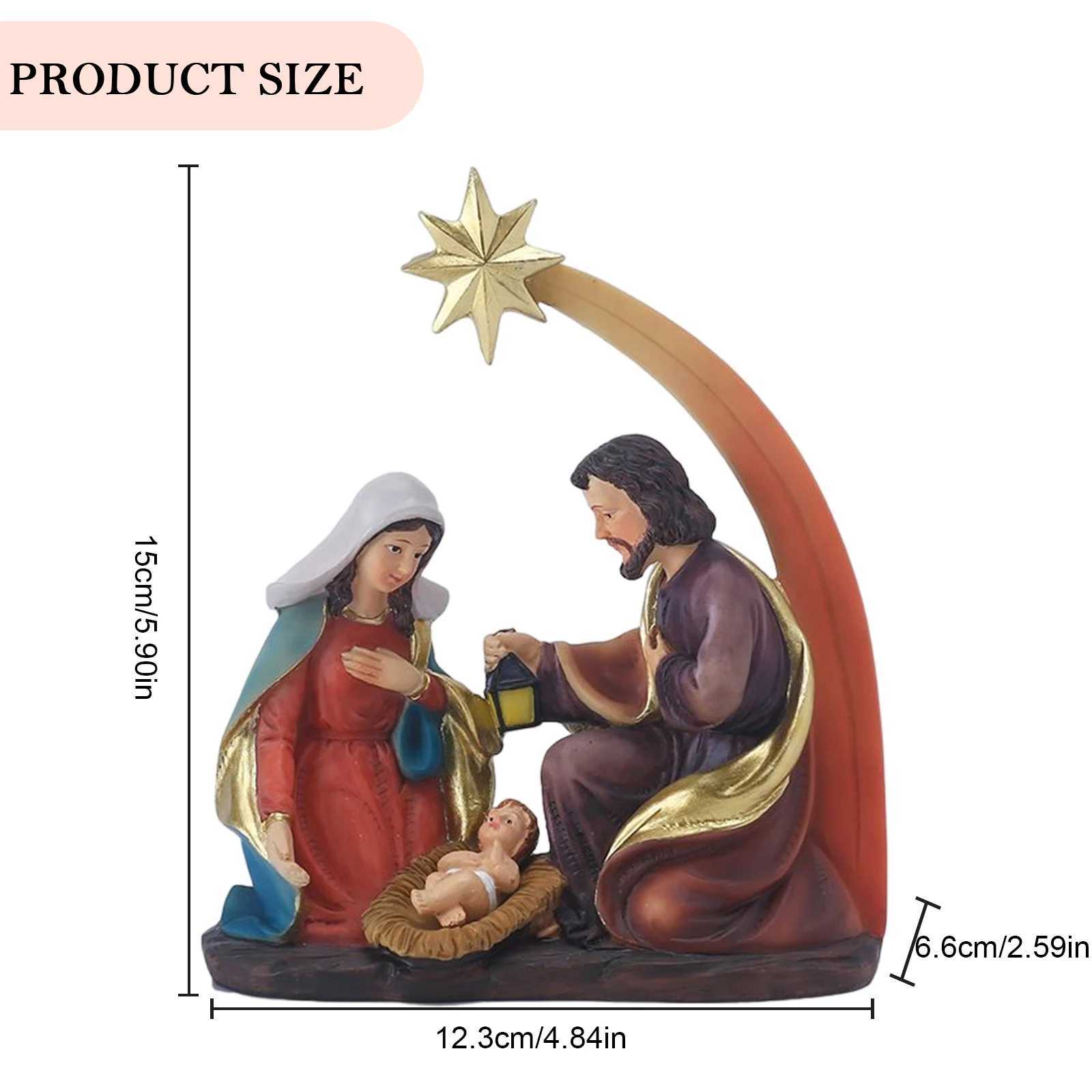 Resin Jesus Nativity Figurine Desktop Ornament Family Nativity Scptures Handicrafts Christmas Gift He Decor for Living Ro H251129