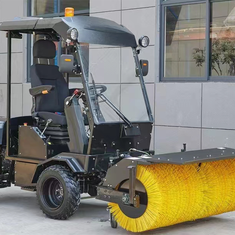 Multi-Function Snow Vehicle With Rotating Brush For Winter Operations