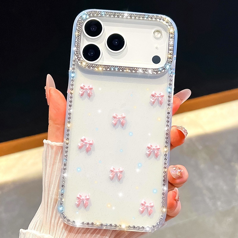Bow Phone Case iPhone 17 Pro Max Compatible with Apple 16/15 Pro Edge Diamond Protective Case