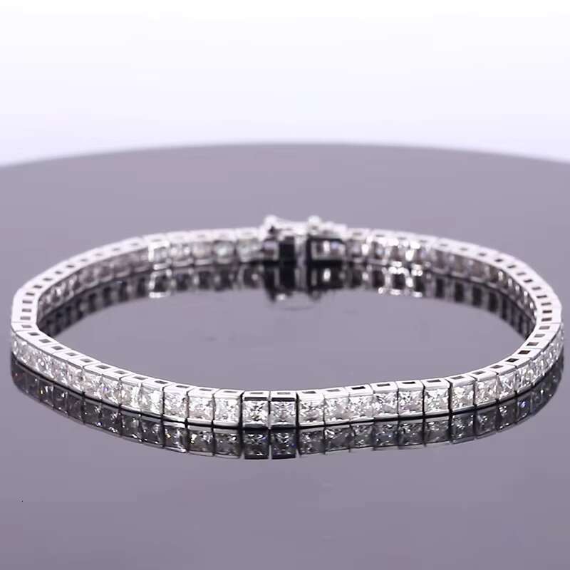 Starsgem Fine Jewelry 9K 14K 18K Gold 4mm Round Syntheticmoissanite Tennis Bracelet Mossinate Diamond Chain Charm Bracelet