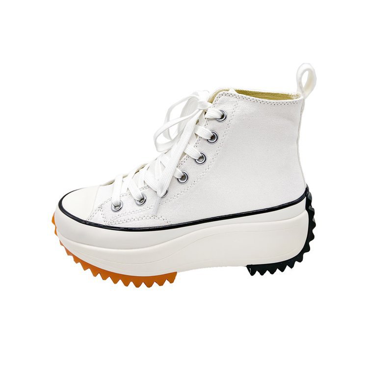 canvas shoes designer Women's Big Size 2025 New Korean Style Breathable High Top Canvas Shoes with Thick Sole Heel Increasing White Versatile Fas