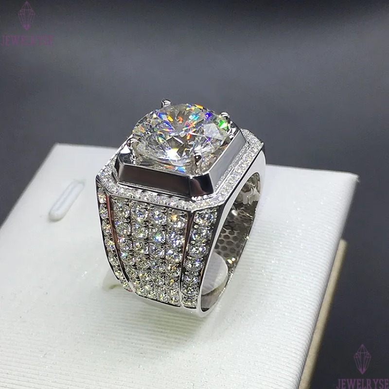 Stunning New Arrival Fashion Luxury Jewelry 925 Sterling Silver White Sapphire Round Cut CZ Zirconia Party Women Wedding Engagment Men Ring