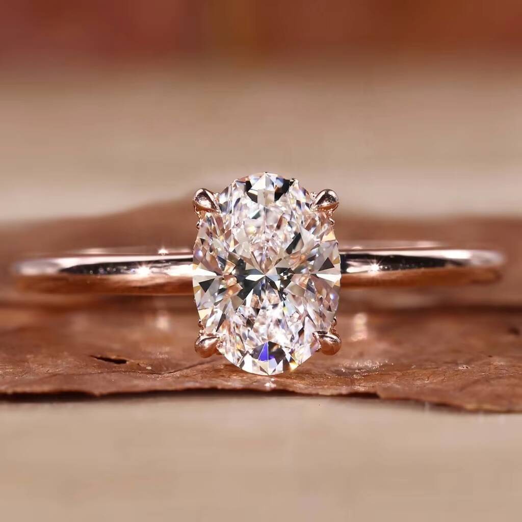 IGI GIA Certified HPHT CVD Lab Grown Oval Cut Diamond 1Carat 10K 18K Rose Gold Jewelry Engagement Lab Diamond Ring for Women