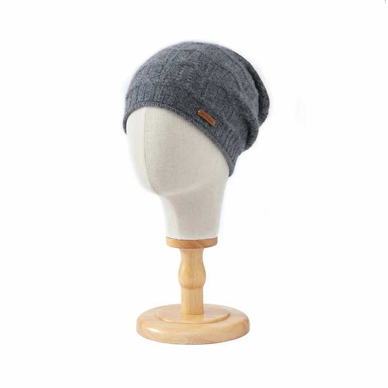 Womens 100 Pure Cashmere Knit Beanie Hat Wavy Lace Pattern Winter Warm Soft Cozy Casual Cap for Cold WeatherXJ251129