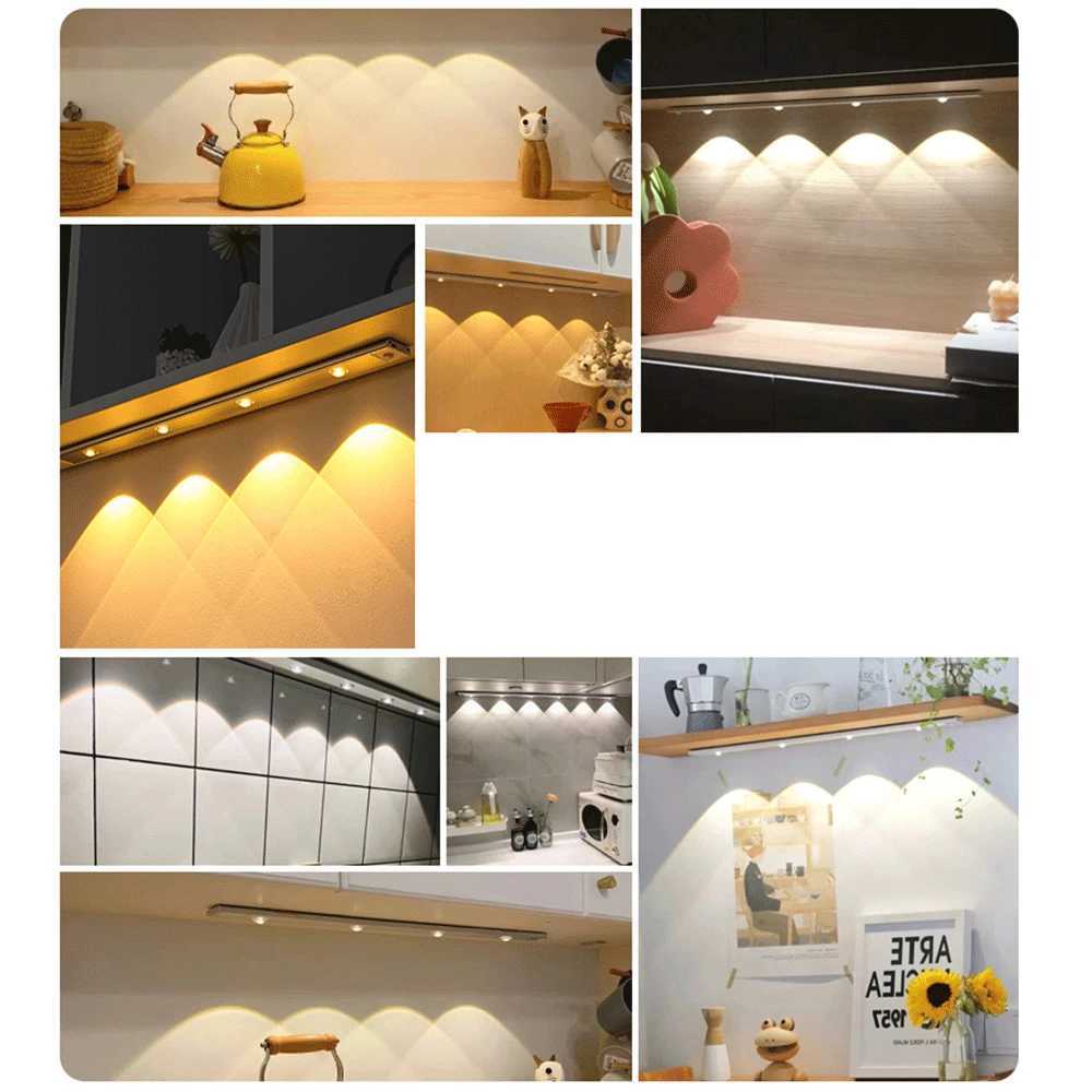 Cabinet Light USB Rechargeable Motion Sensor Ultra-thin Led Lamp for Kitchen Wardrobe Cabinet decoration Lighting 20CM/30CM/40CM M251129
