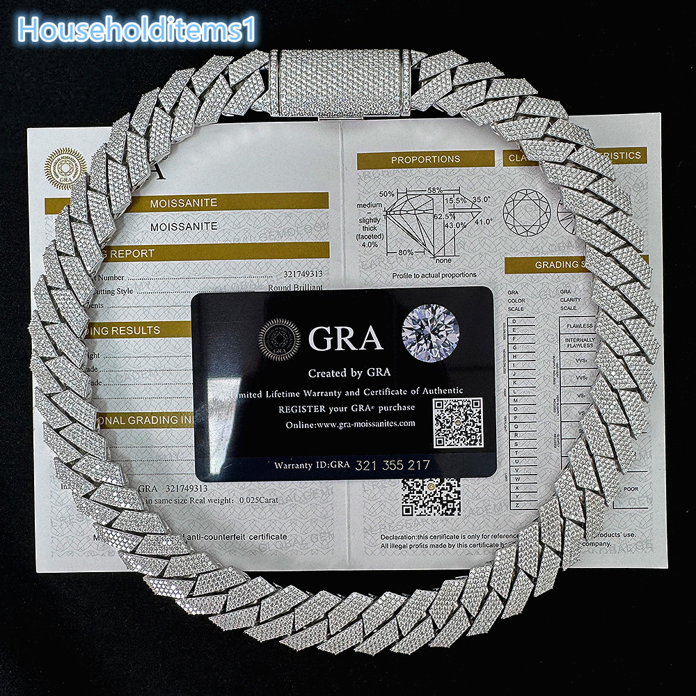 2026 Designer necklace 12mm 14mm Cuban Link Chain Custom Clasp Iced Out Tight Gap 925 Silver Hiphop Moissanite Cuban Chain