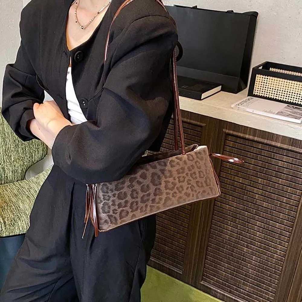 Sweet French Stick Handbag Bow Ribbon Korean Style Leopard Print Underarm Bags Large Capacity Texture PU Shoulder Bag Women K251128