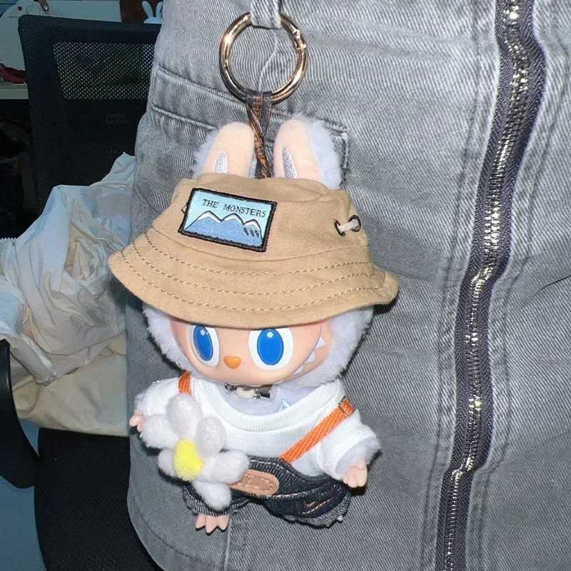 Real Labubu monsters in spring wild autumn at home denim vinyl doll backpack pendant decorative keychain X250429