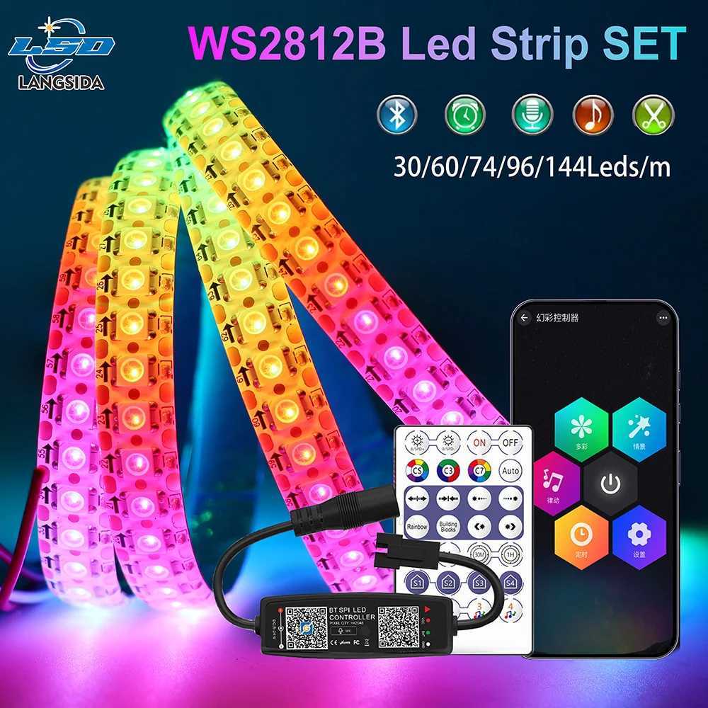 USB LED Strip RGB WS2812B Addressable Pixel Tape 28Keys Remote Controller For TV Back Under Cabinet Lamp DC5V 1m/2m/3m/4m/5m LED M251129