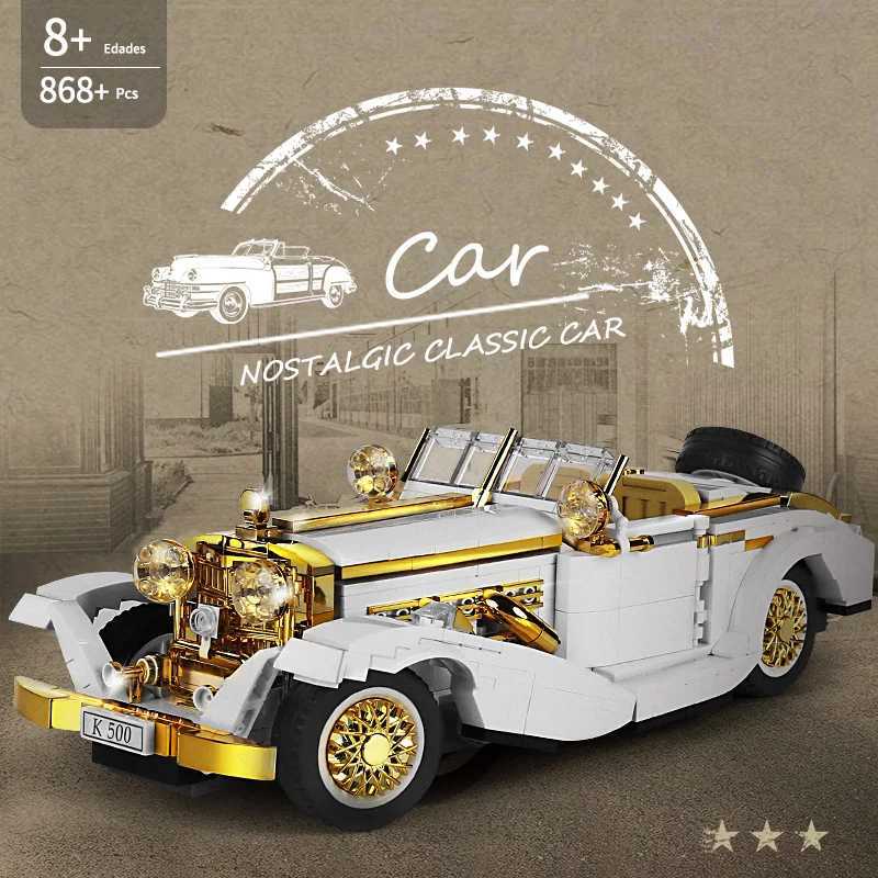 Technical Retro Nostalgic Classic Car Building Block Model Compatible High-Tech Bricks Car Ornaments Toys for Kids Gift J251129