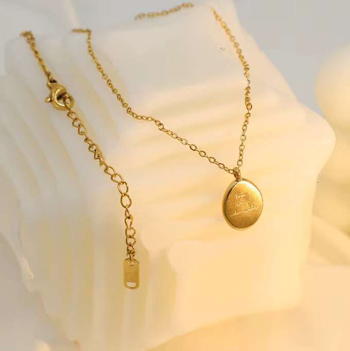 DHCollections Custom Stainless Steel Clavicle Chain Women's Superior Sense Country Tide Geometric Irregular Oval Lettering Pendant Necklace