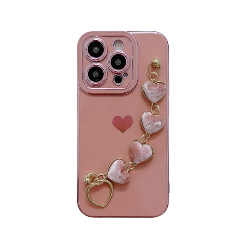 Heart Phone Case iPhone 17 Pro Max Heart Bracelet Electroplated Protective Case Compatible with Apple 16 Pro