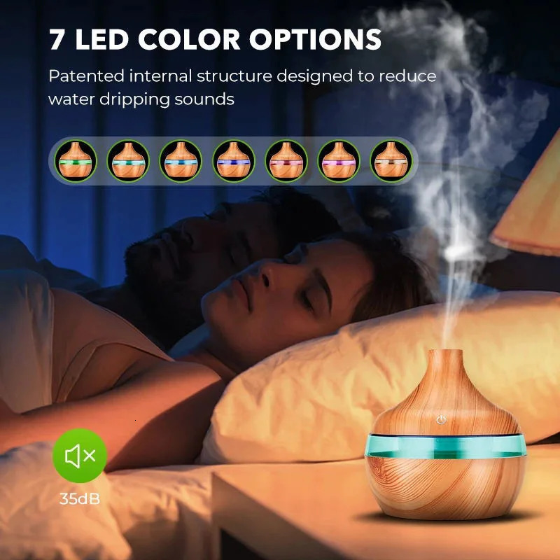 300ML Air Humidifier Essential Oil Aroma Diffuser Home Ultrasonic Wood Grain humidificador USB Mist Maker umidificador purifier 251128