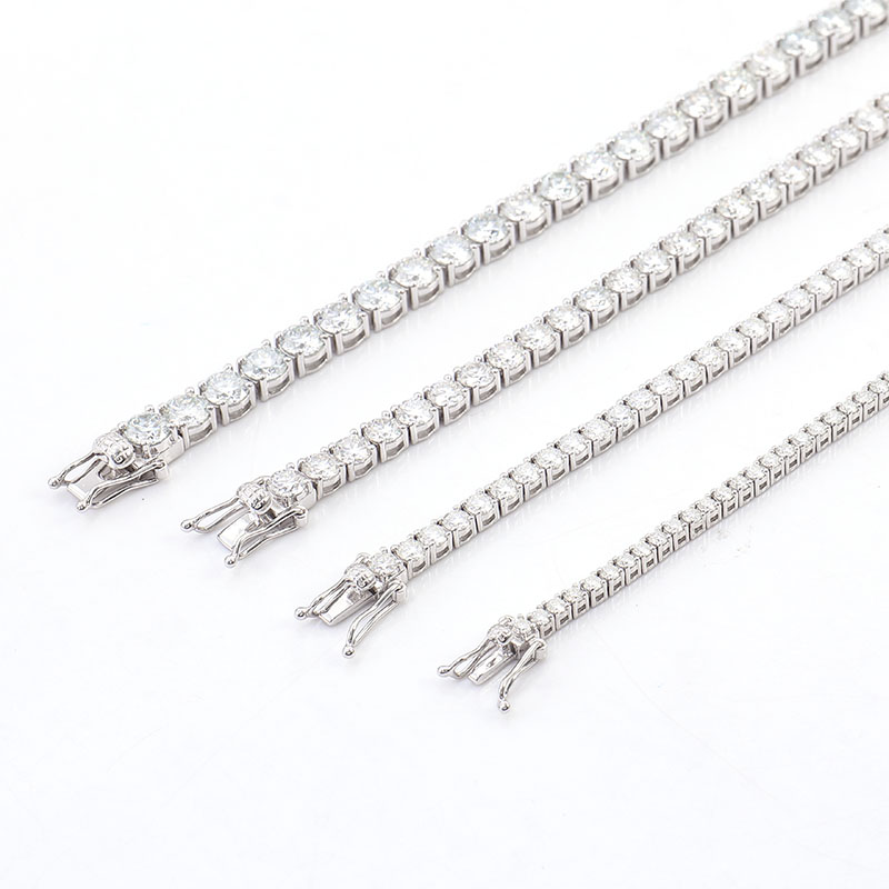 Fine Jewelry bracelets DEF Vvs Moissanite Diamond Hiphop Tennis Chain Link GRA Certificate 100%925 Sterling Silver 2mm tennis chain Bracelet