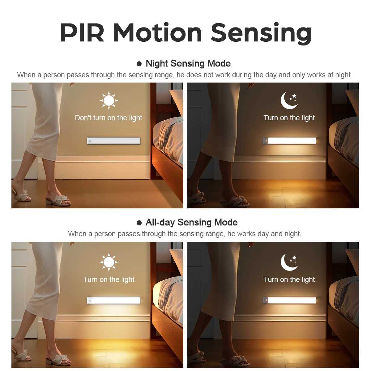 Ultra Thin LED Under Cabinet Lights Rechargeable 3 Colors Lamp Motion Sensor LED Light For Kitchen Bedroom Wardrobe Closet Decor M251129