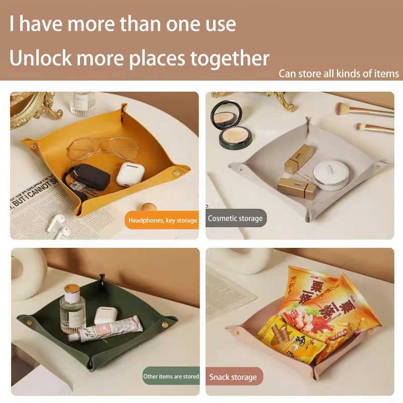 Living Room Entrance Key Storage Box Leather Desktop Cosmetics Storage Box Sundry European Tray Storage Box Y251129