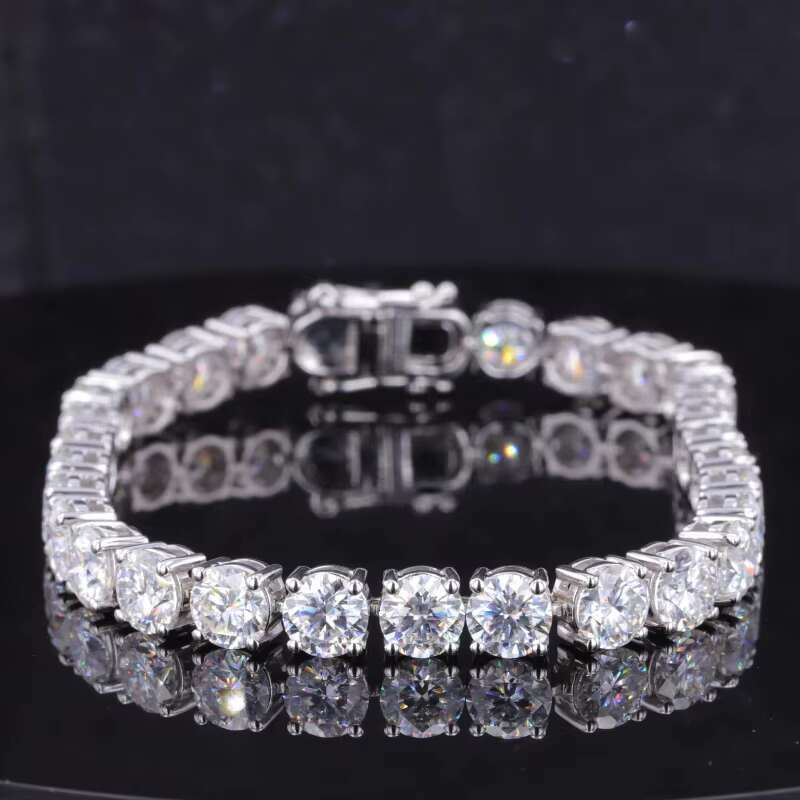 Starsgem 10 White Solid Gold 5mm Lab Grown Diamond Jewelry Tennis Bracelet