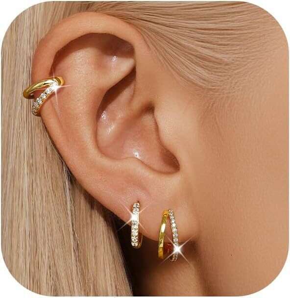 earrings with fashionable highend surround full dia studded and golden geometric earrings