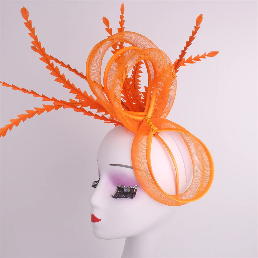 Women Black Chic Fascinator Hat Cocktail Wedding Party Church Headpiece Elegant Headwear Feather Hair Accessories Bride Hairpin 251228