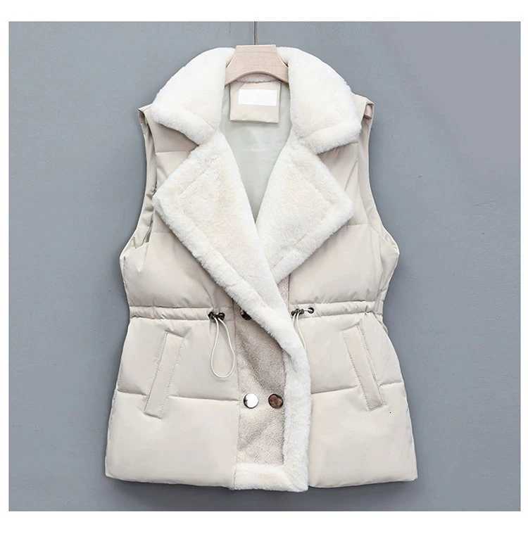 2025 New Large Size Double-Breasted Fur Collar Vest Coat WomenS Winter Fur Cotton Vest Female Vest Jacket Women Waistcoat CoatT251129