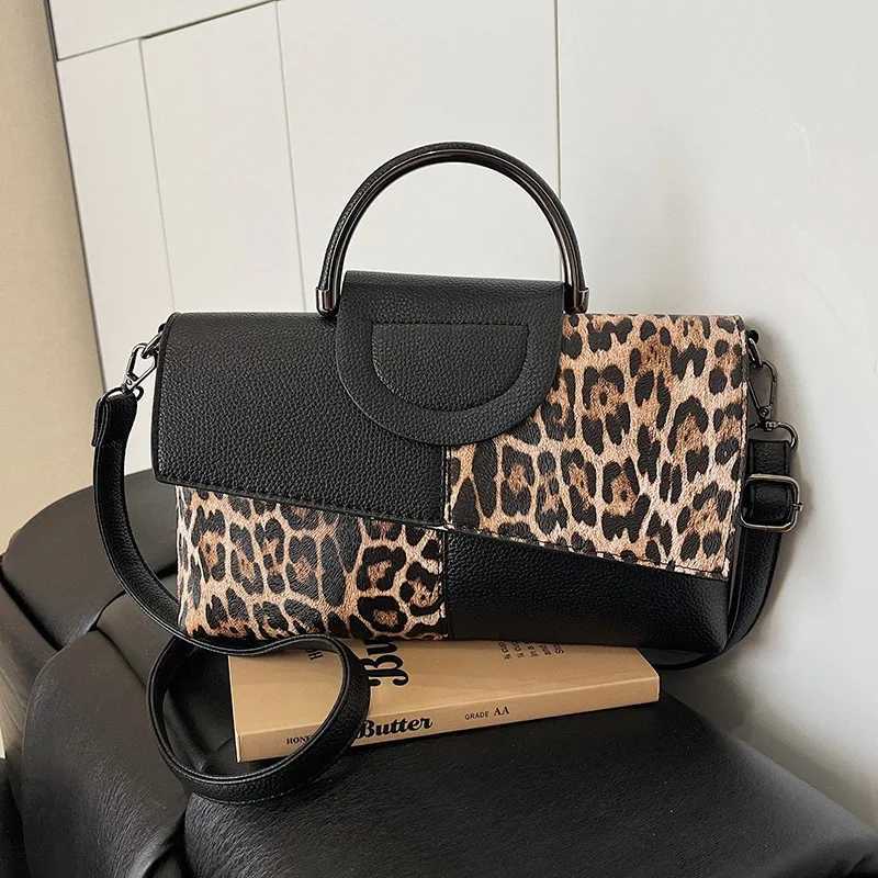 Womens Leopard Print Bag 2025 Autumn - Fashion High-Quality Light Luxury Splicing Contrast Commuter Shoulder/Messenger Tote K251128