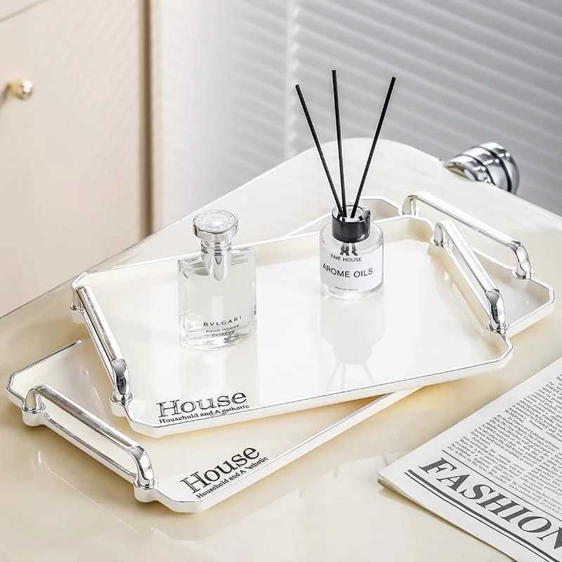 Plastic Storage Tray With Handles Dessert Plate Nut Fruit Cake Tray Home Tea Tray Desktop Cosmetic Jewelry Tray Serving Tray Y251129