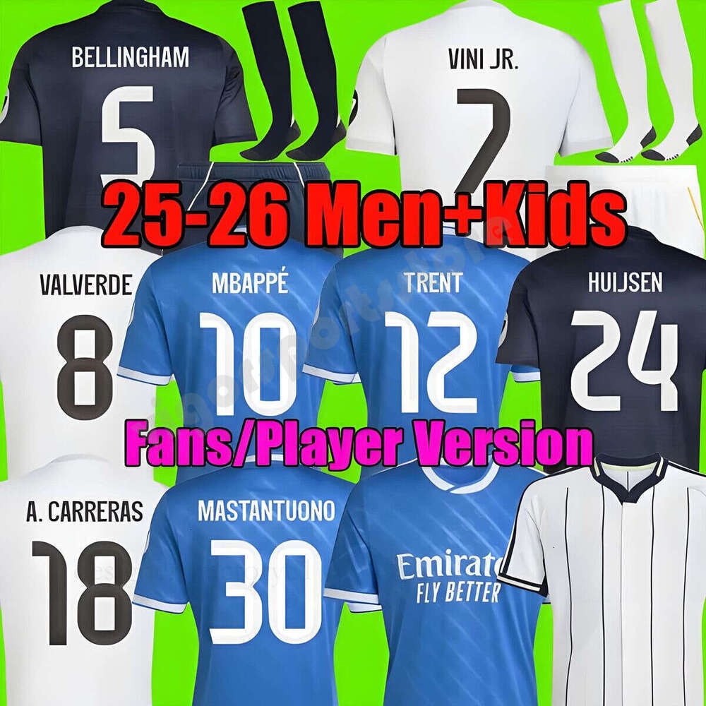 MBAPPE HUIJSEN nn5 MASTANTUONO 25 26 soccer jerseys BELLINGHAM football kit shirts VINI JR ARDA GULER A.CARRERAS TRENT camiseta de futbol men kids kit set 2026
