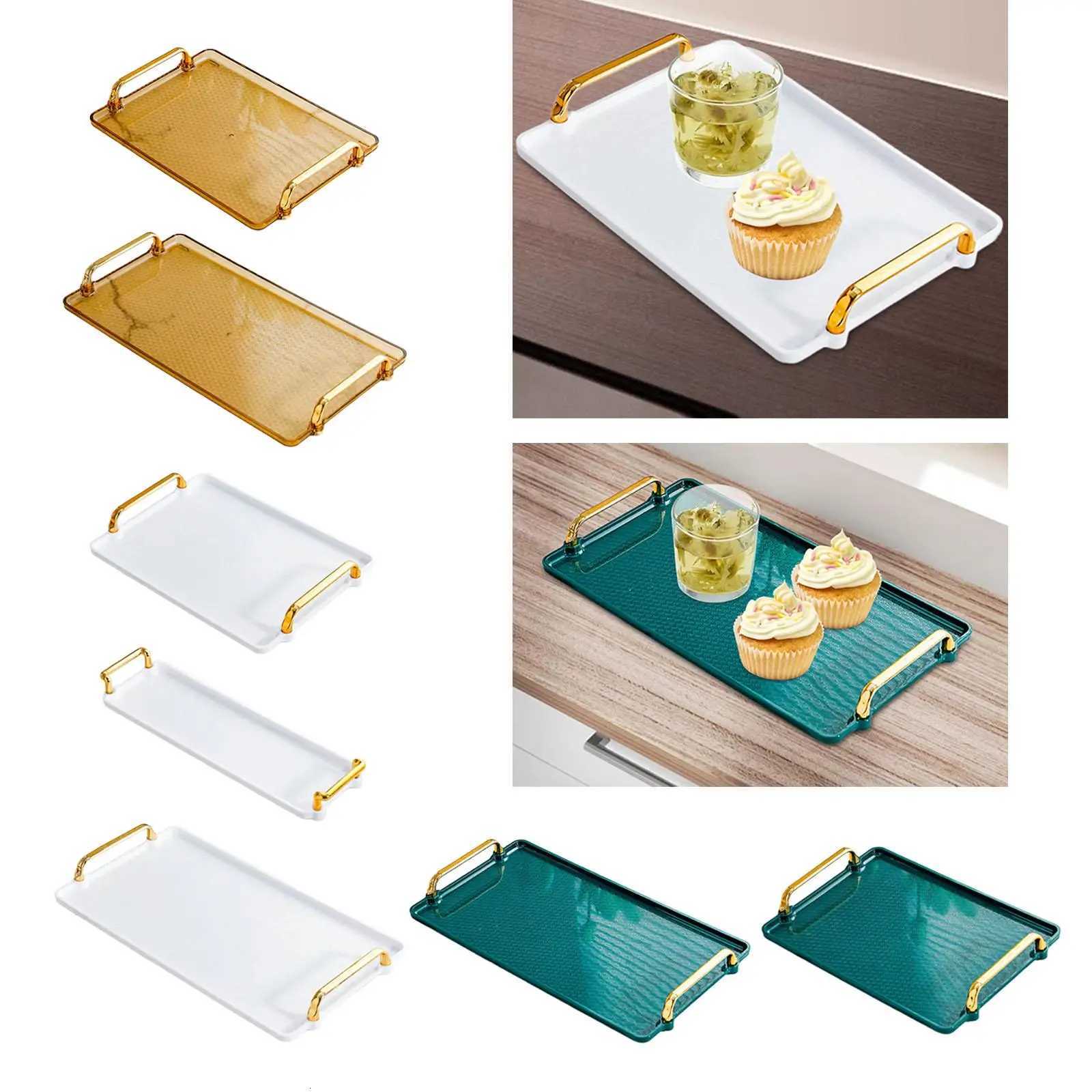 Serving Tray with Handle Vanity Tray Dinner Plate Bathroom Vanity Organizer Platter for Party Table Centerpiece Living Room Y251129