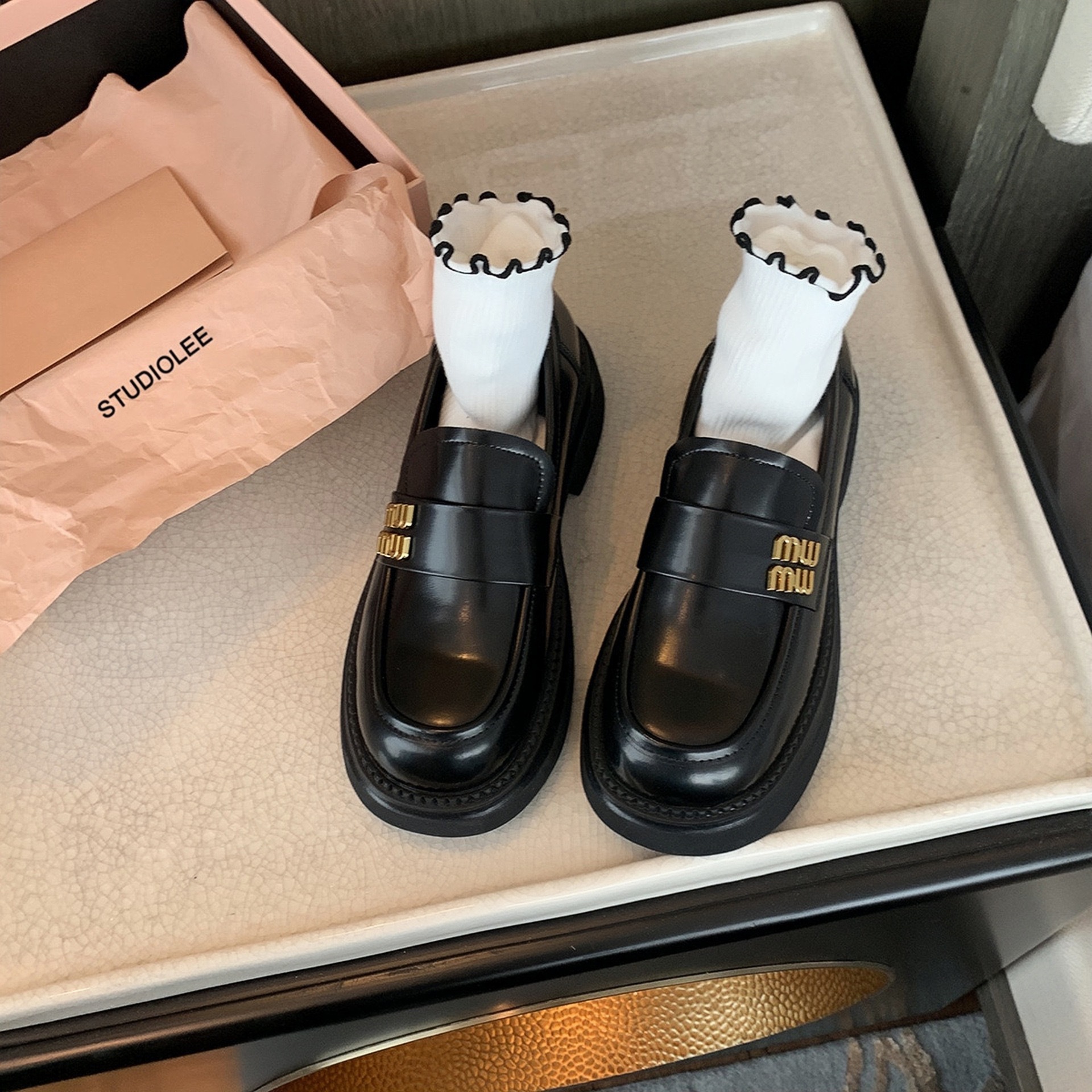 designer shoes 2025 new Cowhide Version College Style Lazy Slip - on Metal - Buckle Loafers for Women, Small Leather Shoes