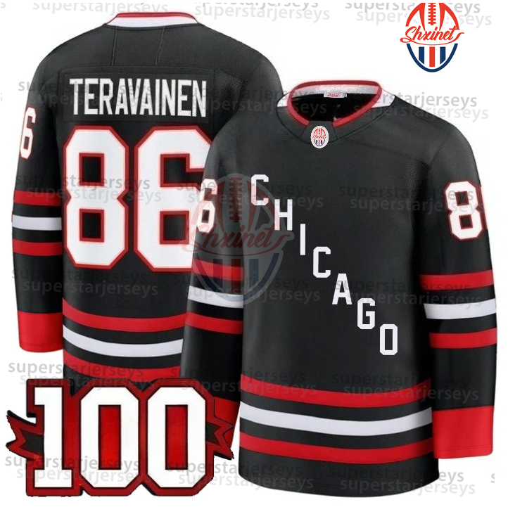 2025-26 Hockey Jersey 100th Bedard Nazar Burakovsky Bertuzzi Donato Teravainen Levshunov Mikheyev Crevier Sweater Custom Double-Reinforced Stitched