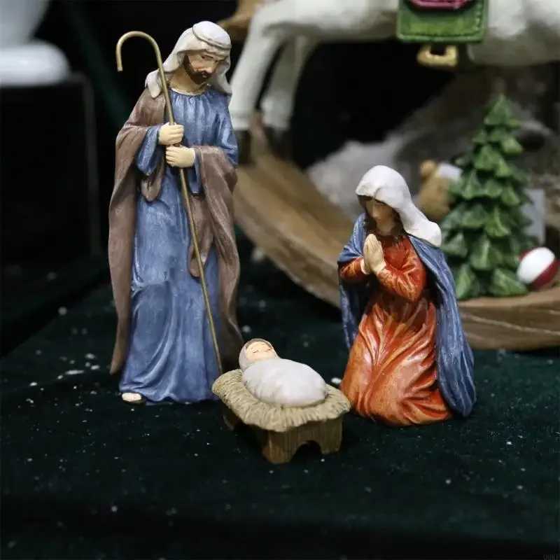 Resins Nativity Scene 3 Piece Figures Set Religious Holy Family Scptures Ornaments Christmas Tabletop Decorative Art H251129