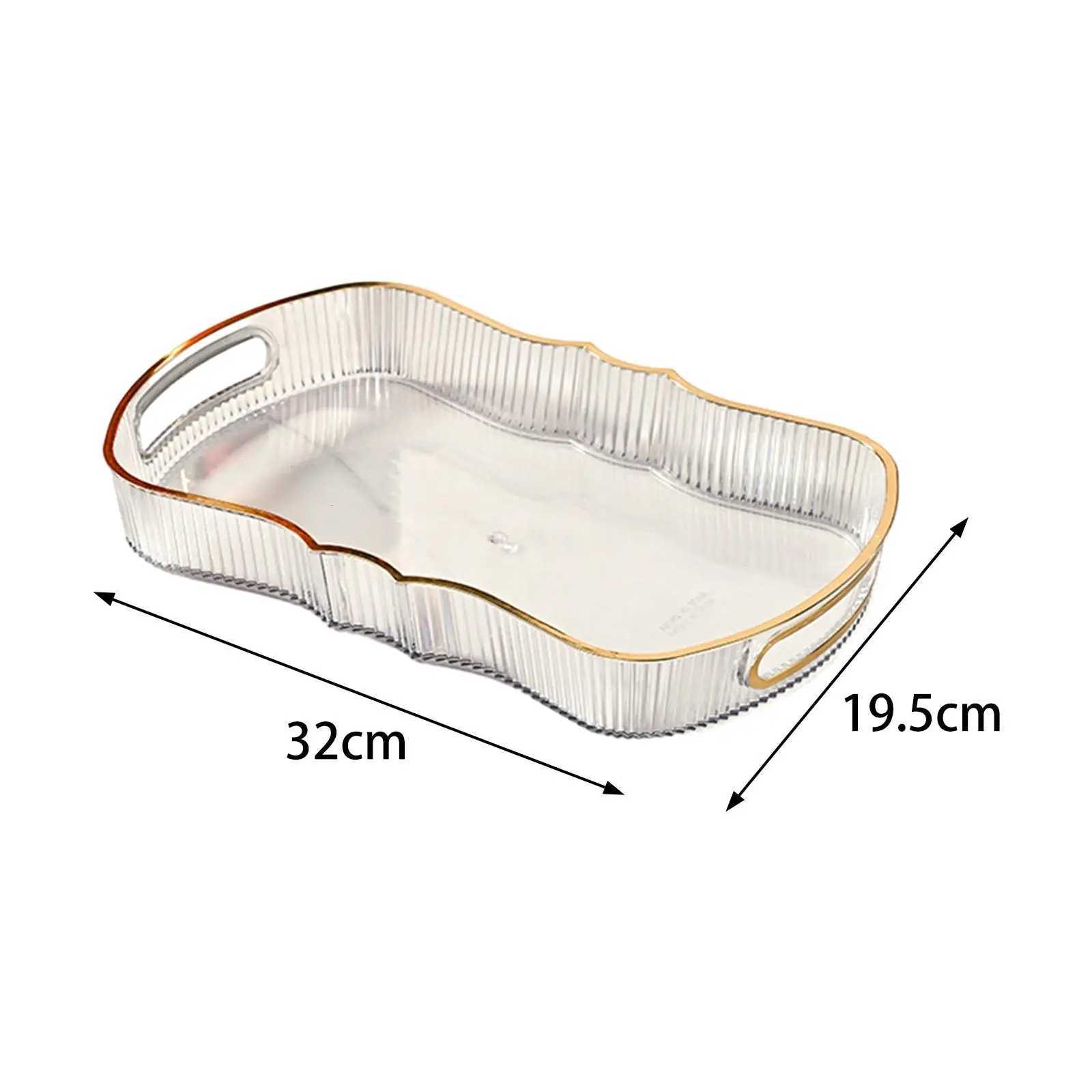 Acrylic Serving Tray with Handle Decorative Tray Jewelry Perfume Cosmetics Holder for Home Kitchen Bread Living Room Office Y251129