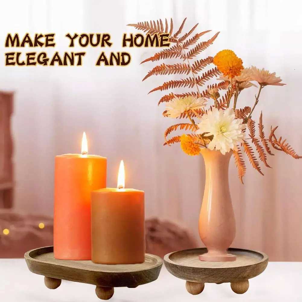 Creative Wooden Tray Cake Dessert Plate Restaurant Home Wooden Tray Round Elliptical Aromatherapy Ornament Tray Y251129