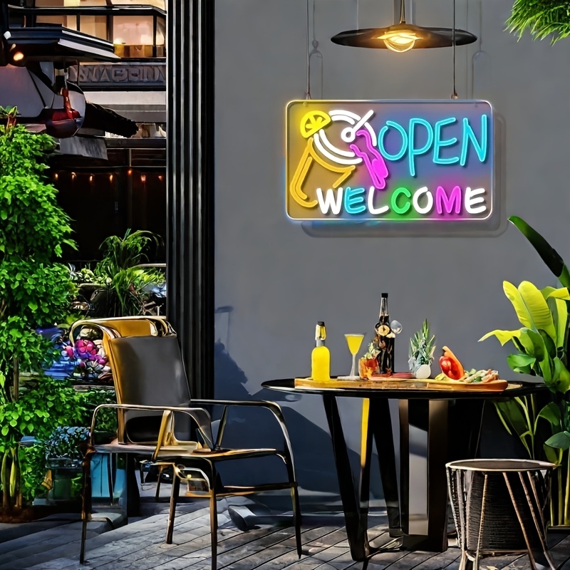 Open Signs for Business, Super Bright LED Neon Open Sign -Electric Light-Up Sign with ON/OFF Switch, Suitable for Coffee Shops, Salons, Bars, and Wind