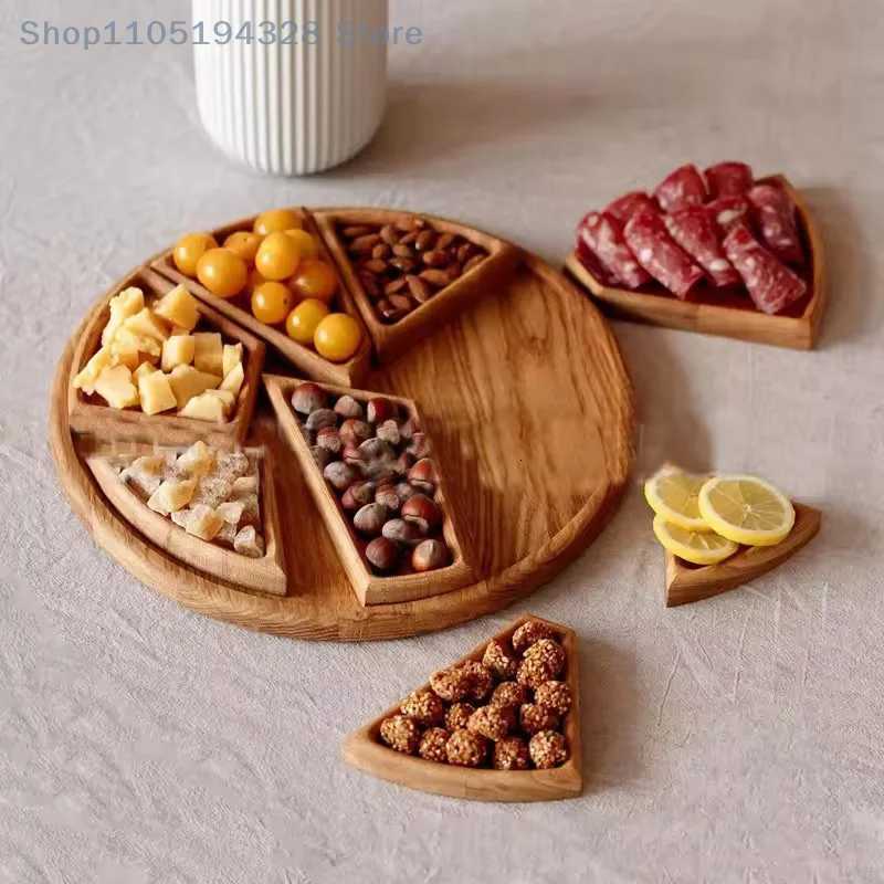 1PC 25cmx25cm Round Divided Wood Serving Tray Snack Dessert Platter Fruit Appetizer Plate For Candy Nuts Appetizers Y251129