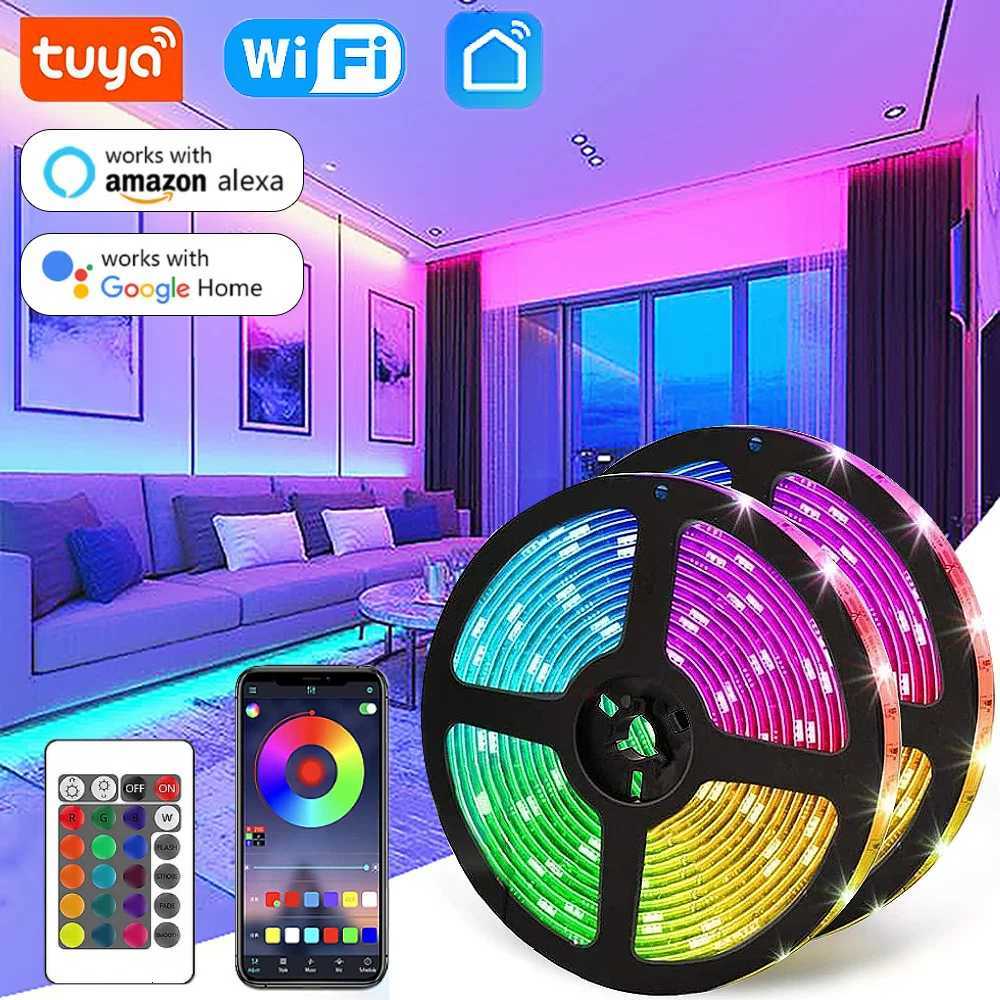 WiFi LED Strip Light Tuya Smart Life Flexible Light Lamp USB Desktop Screen TV BackLight Diode Tape Support Alexa Google M251129