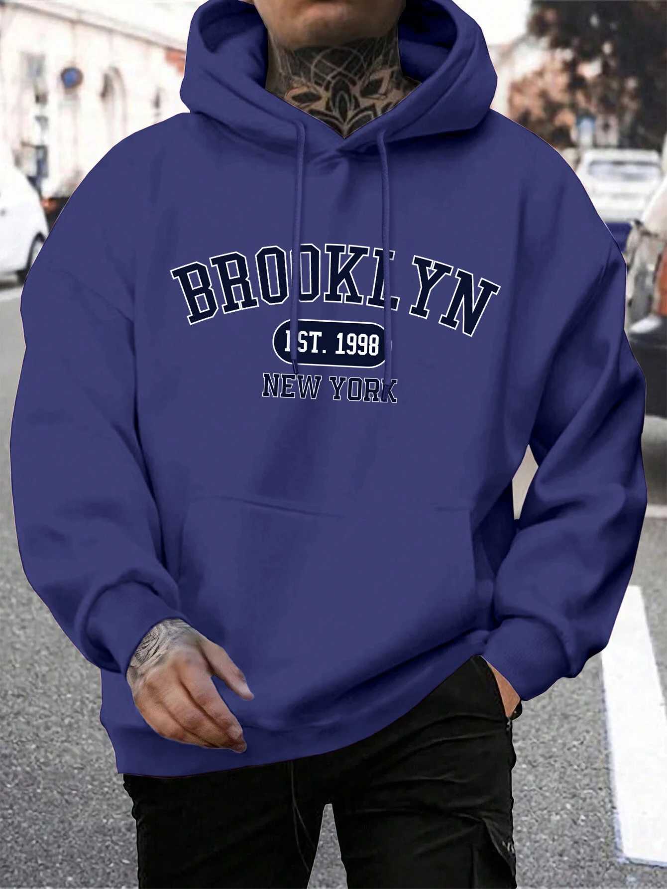 2025 Brooklyn Est Printing Mens Hoodie Harajuku Crewneck Hoodie Fashion Super Big Hoodie Autumn Comfortable Hoodie W250429