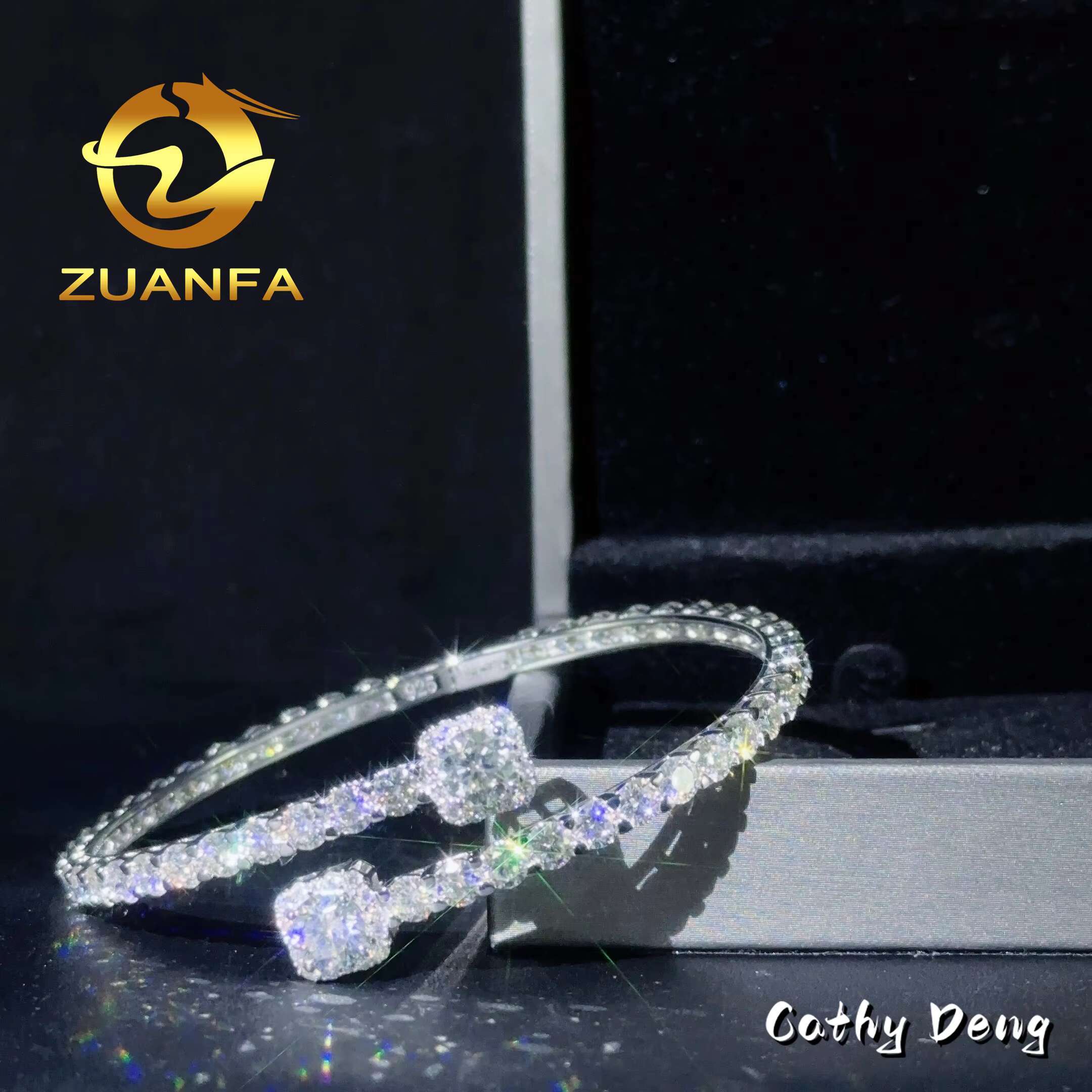New Custom Hip Hop Jewelry 925 Silver VVS Moissanite Bracelet Men Iced Out 4.0mm Tennis Bangle Bracelet Pass Diamond Tester