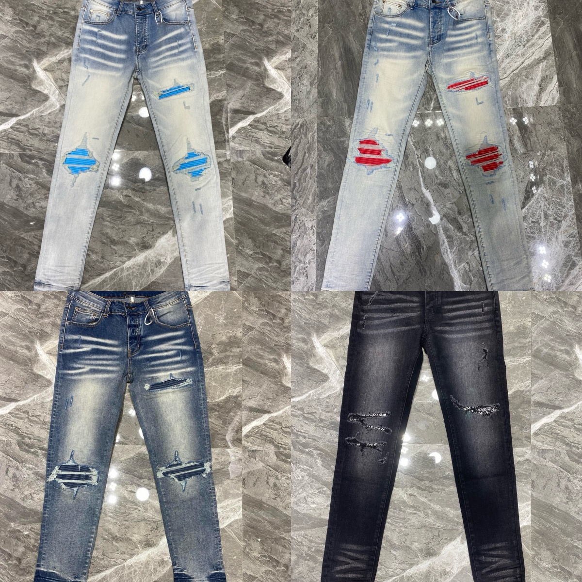 Mens Designer High Street Fashion Jeans Stretch Skinny Ripped Skinny Jeans Mens Jeans red embroidery Slim Causal Mens jean hot Pants Hip Hop Men Jeans