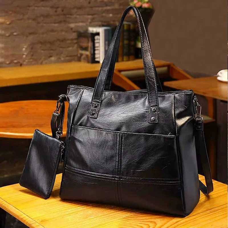 Womens bag Korean style simple and elegant temperament hand-held large tote bag commuting retro diagonal shoulder bag K251128