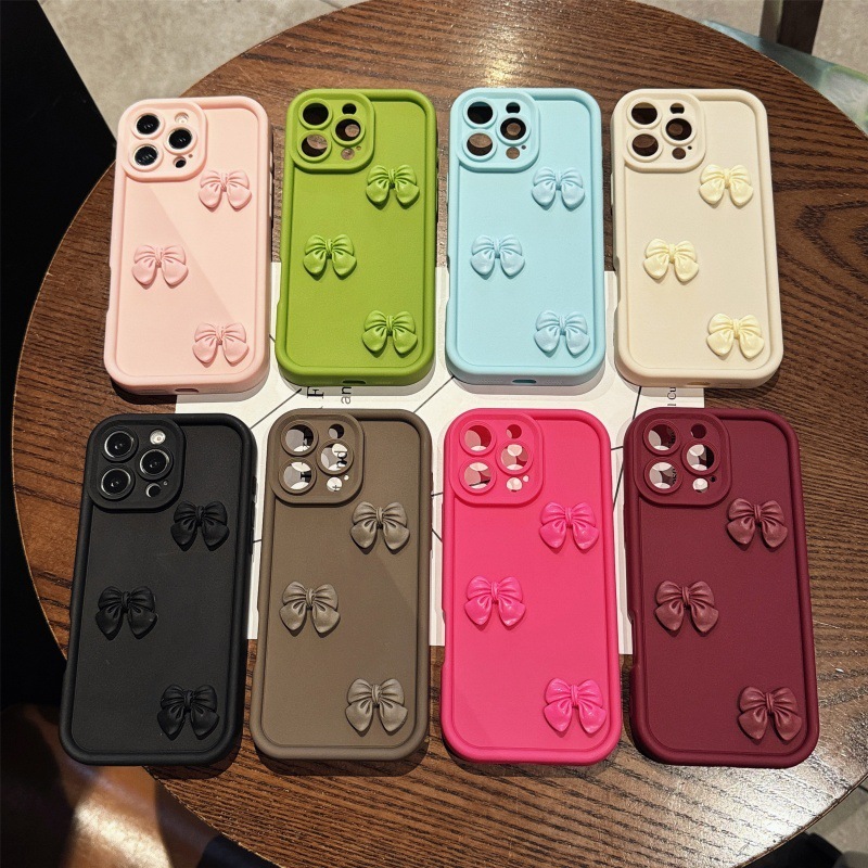 Bowknot Phone Case Compatible iPhone 17 Pro Max Full Coverage Apple 16/15 Matte Creative Shockproof Cover