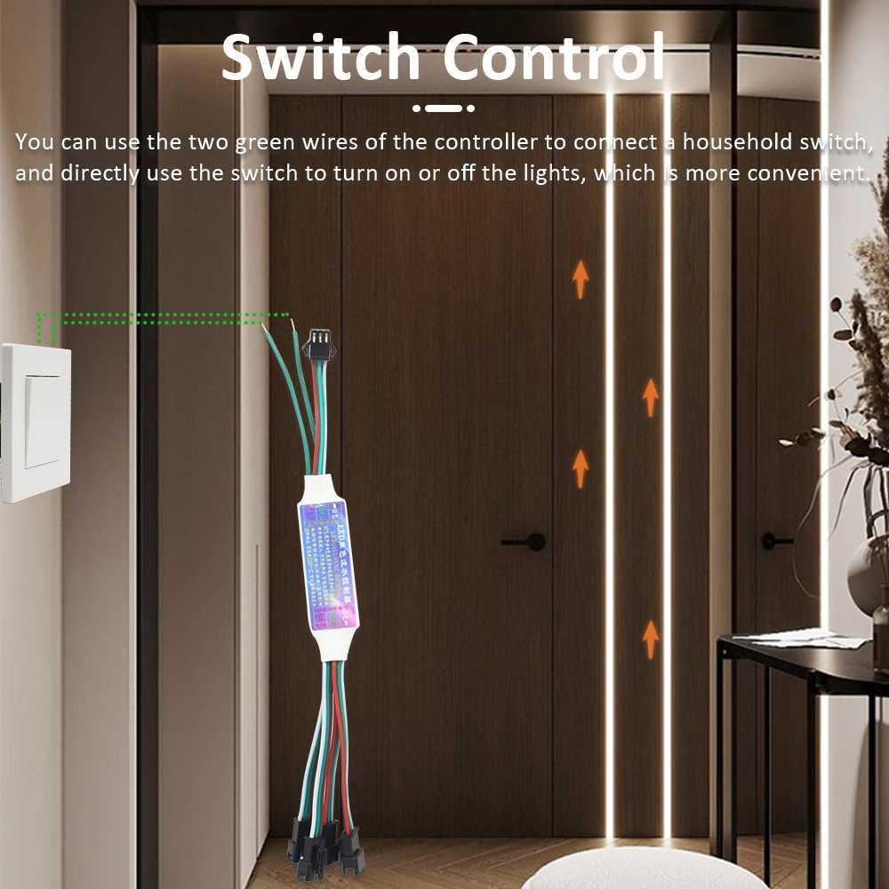 24V COB Sync Running Water LED Strip Light WS2811 Horse Race Flex Flowing Water Ribbon Tape Lamp with Smart Switch for HomeDecor M251129