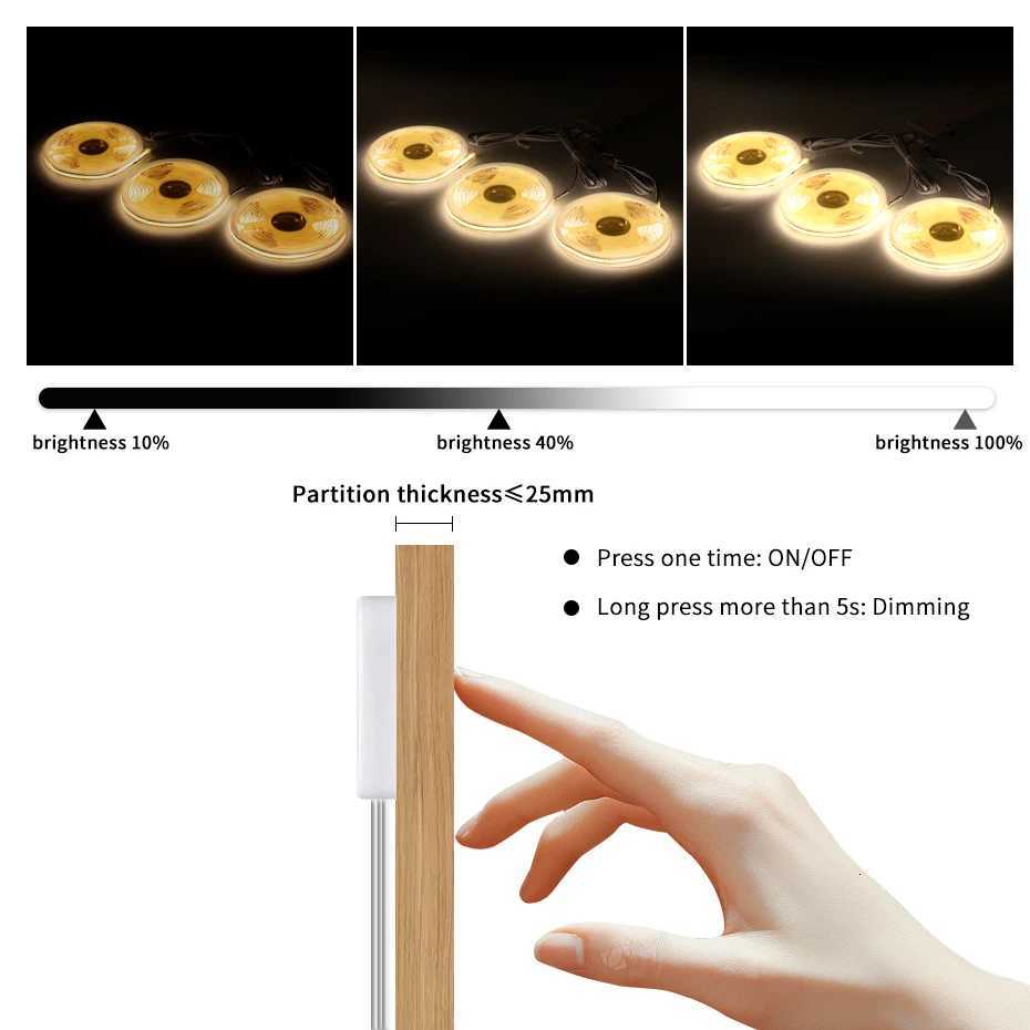 DIY Kitchen LED Cabinet Light 320LEDs/m 12V COB Led Strip Light Shelf Pantry Showcase Closet Collection LED Display Sensor Lamp M251129