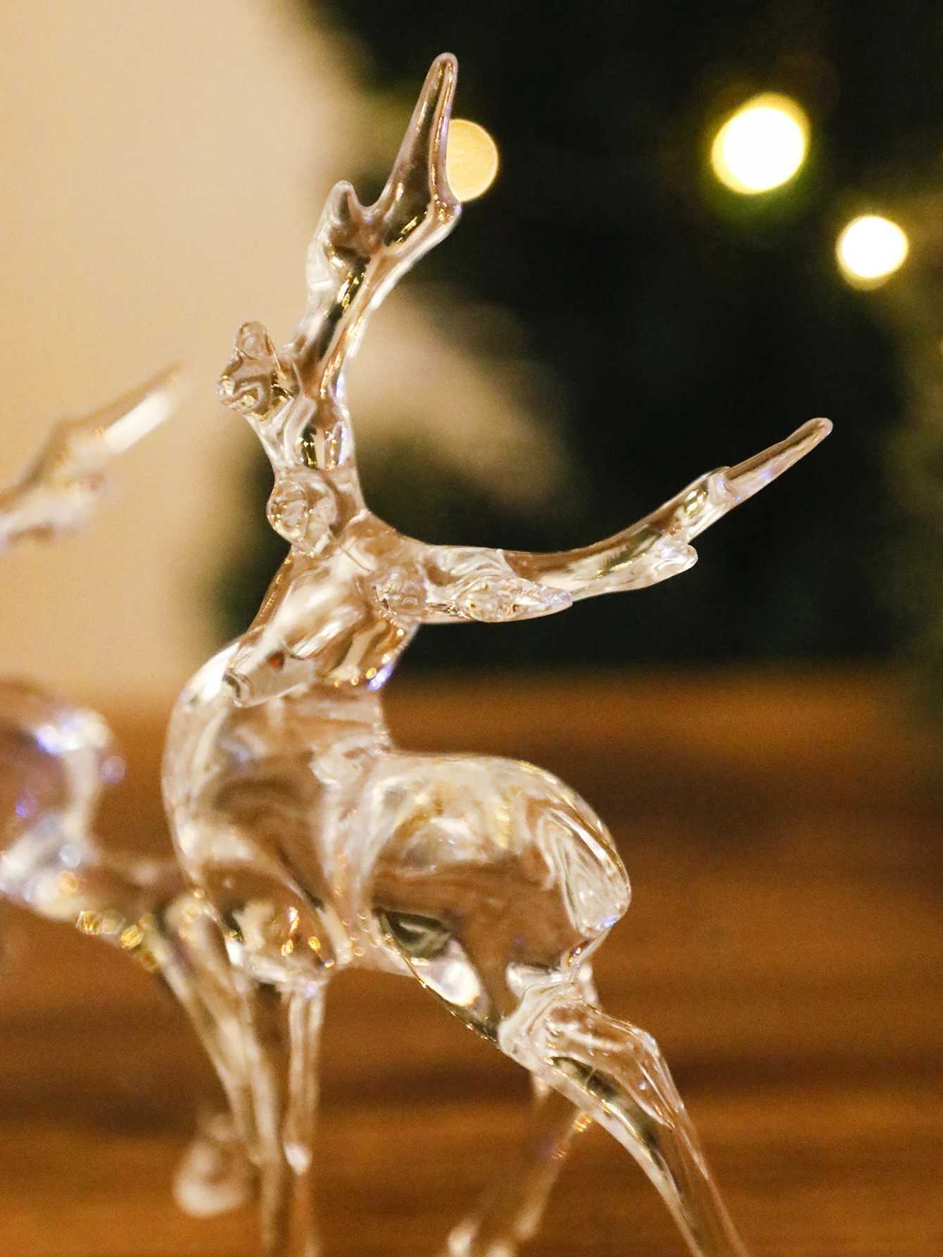 Christmas Crystal Reindeer Ornaments Transparent Acrylic Deer Figurines Festive Table Decor for Xmas Tree He Party Gifts H251129