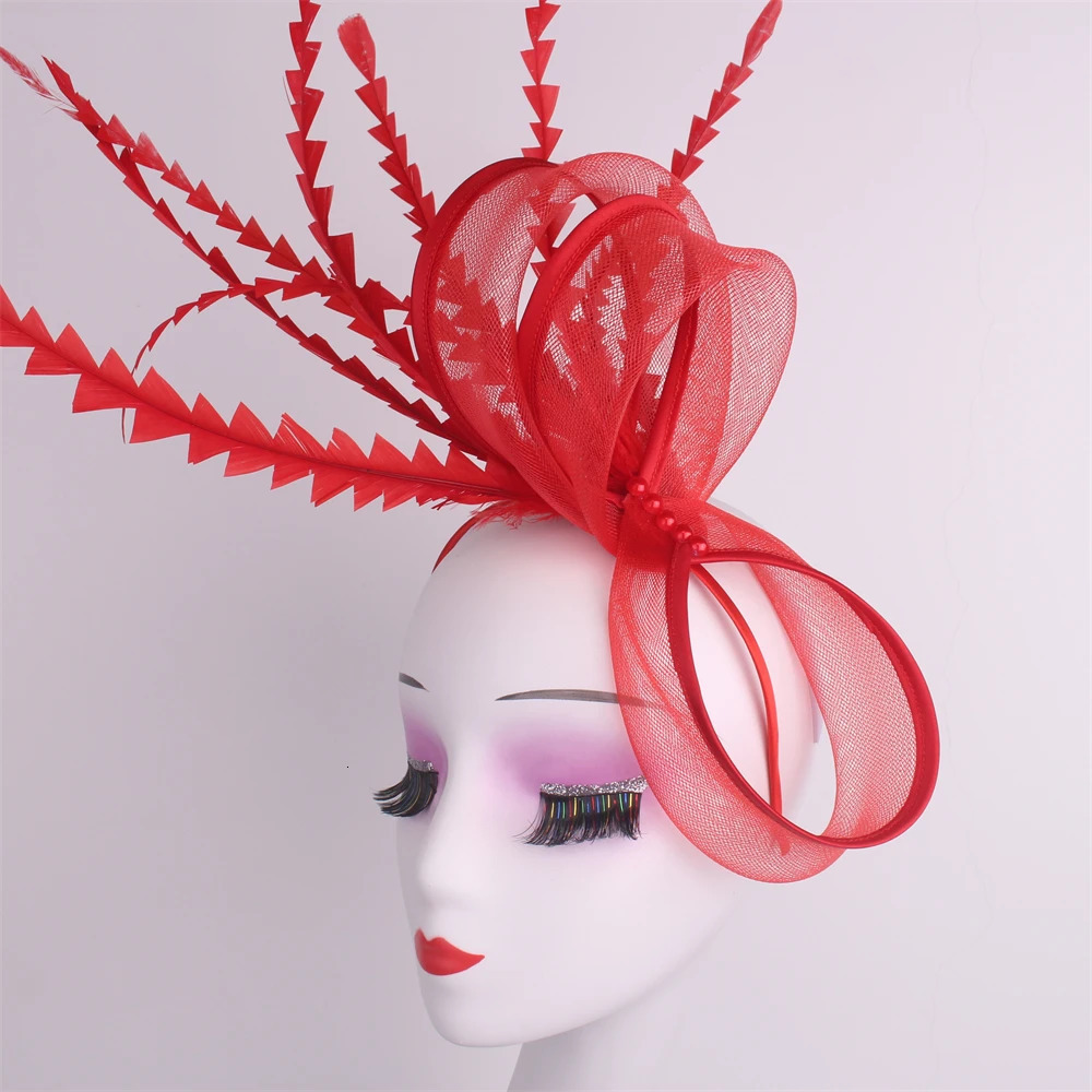 Women Black Chic Fascinator Hat Cocktail Wedding Party Church Headpiece Elegant Headwear Feather Hair Accessories Bride Hairpin 251228