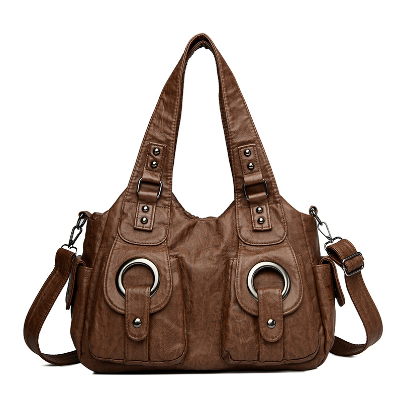 Retro personality, versatile, chic zipper, tote bag, shoulder bag, commuter large volume crossbody bag