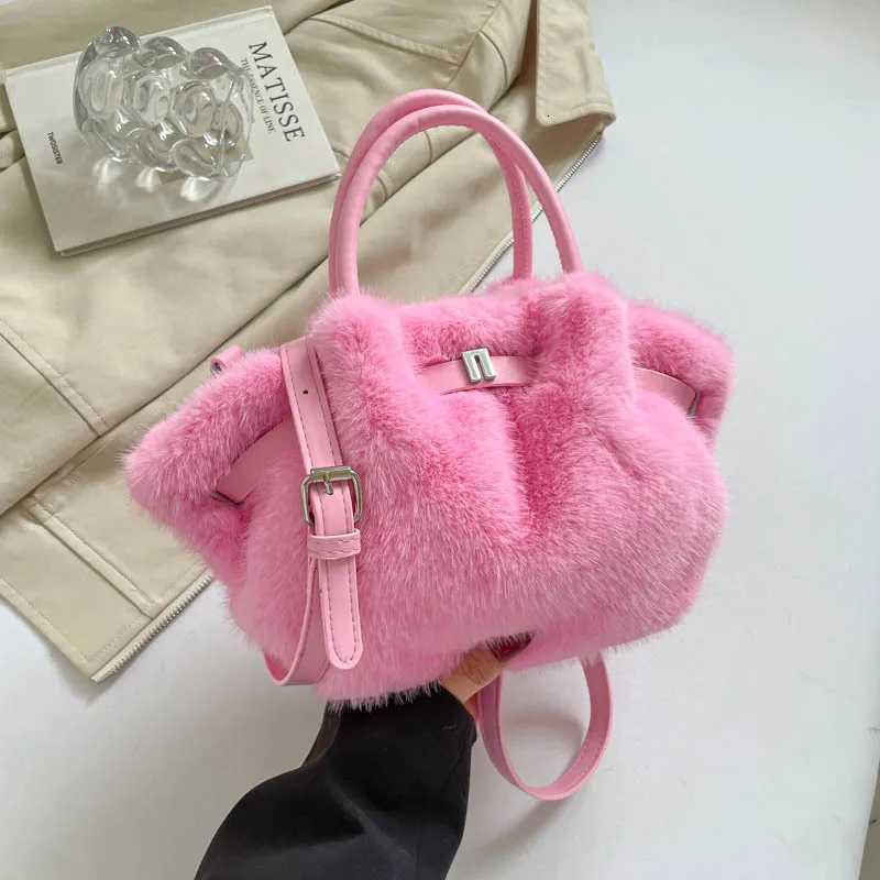Fashion Ruched Hobos Women Handbags Designer Soft Plush Small Tote Bag 2025 Autumn and Winter New Shoulder Crosbody Bags K251128