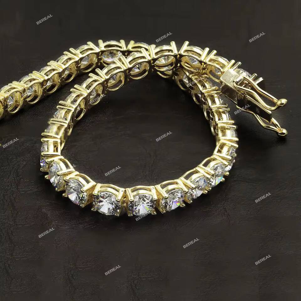 10K 14K 18K Solid Gold Diamond Test Past VVS Moissanite Tennis Bracelet Hot Sale Round Brilliant Cut Moissanite Tennis Chain